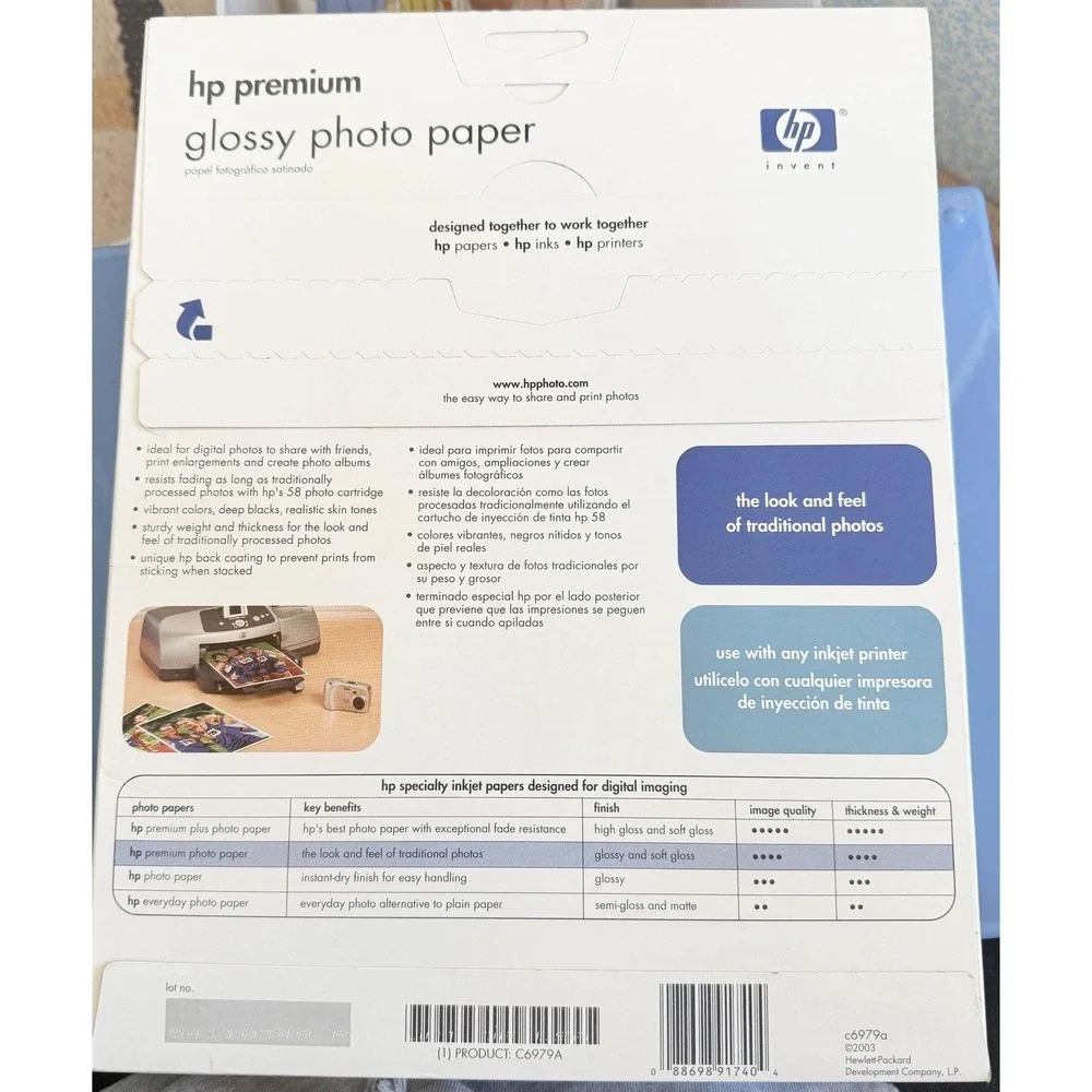 HP Premium Photo Glossy Inkjet Paper 8.5